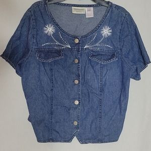 Shirt sleeve cotton Denim look shirt Button down